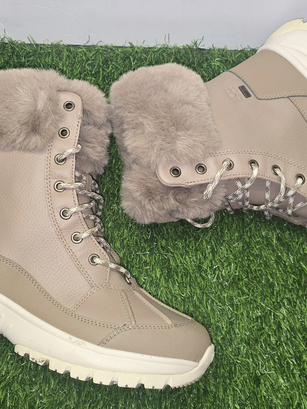 UGG Women's Tan Fur-Trim Snow Boot